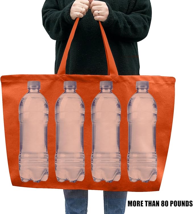 Large Canvas Tote Bag-Extra Big Shopping Beach Totes Bags Reusable Largest Grocery Plain Solid Bag 28"x8"x16"