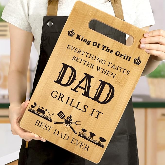 Christmas Birthday Gifts for Dad from Daughter Son, Dad Cutting Board for New Bonus Dad, Stepdad, Daddy, Father, Best Dad Gifts, Unique Grilling Gifts for Dad Who Wants Nothing, Father in Law Gift