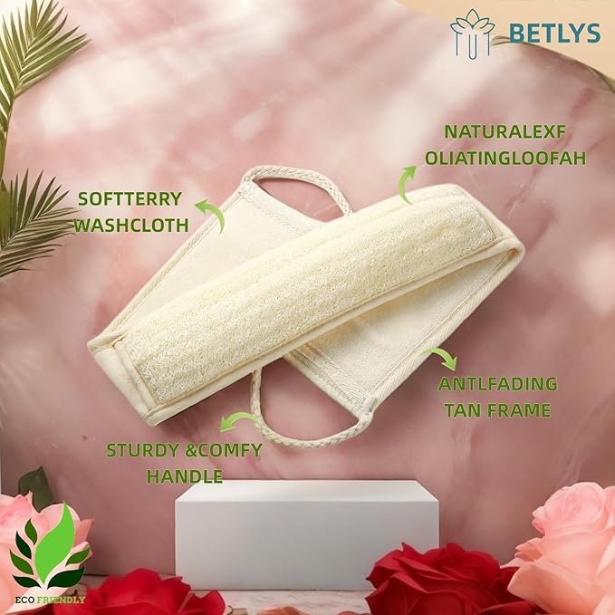 Natural Loofah Sponge Exfoliating Body Scrubber, Loofa Back Scrubber for Shower Set for Men and Women (3 Pack), Luffa Sponge Pads & Exfoliating Glove Deep Clean & Invigorate Your Skin, Yellow