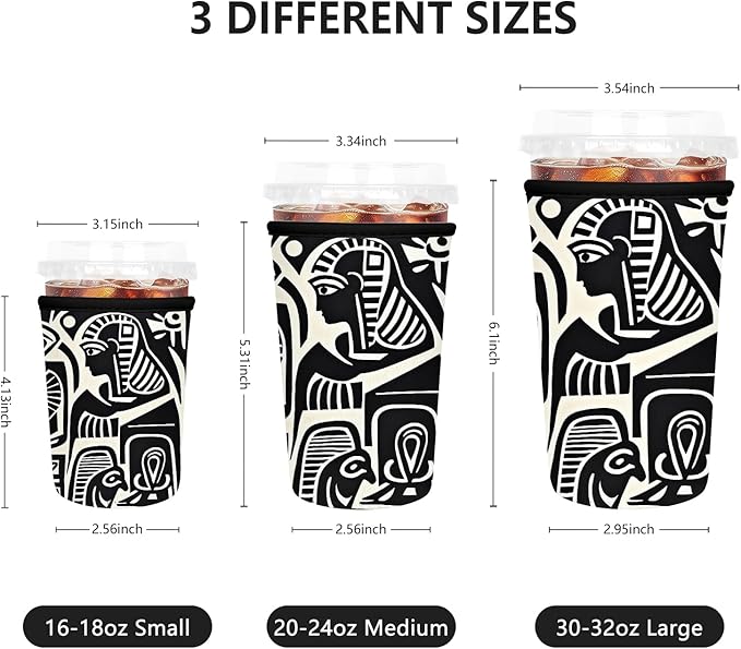 Iced Coffee Sleeve, Reusable Insulated Neoprene Cup Sleeve for Cold & Hot Drinks Beverages, Cup Holder for 16oz-18oz Coffee Cups, Abstract Bird