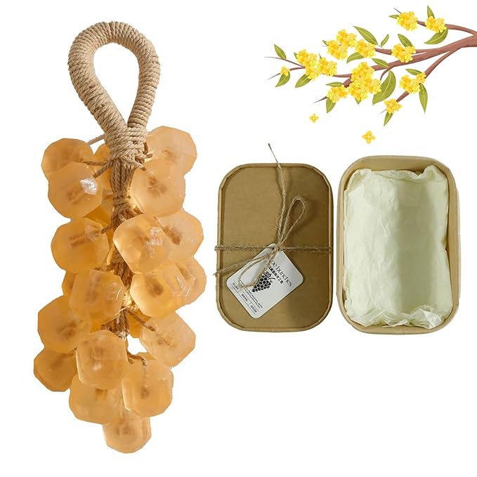 Crystal Grape Soap, Personalized Original Handmade Crystal Grape Soap for Gentle Cleansing, Decorative Grapes Cluster Gift Set for Bath (1, Osmanthus scent)