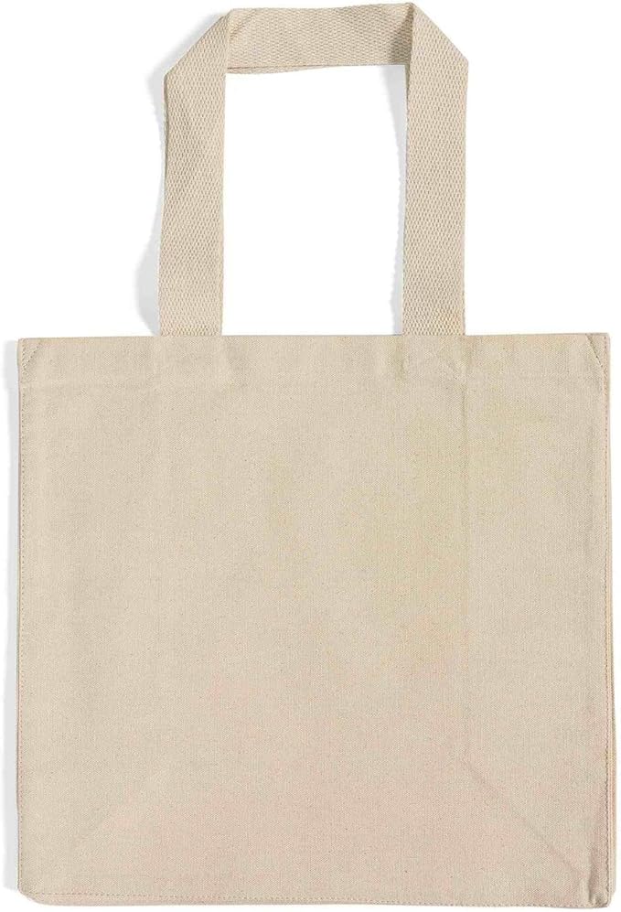 Ultimate Canvas Shopper Tote Bag – 12 Pcs Open Top Canvas Bags with Handles – Multipurpose Tote Bag for Everyday Use