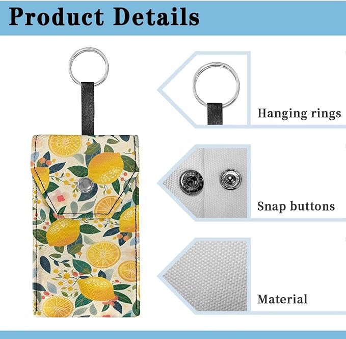Tissues Purse Pocket Snap Button Enclosed Lemon Purse Tissue Holder with Hanging Rings Portable Travel Tissue Pouch for Daily Outgoing