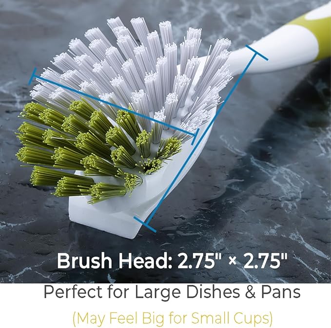 Dish Brush, Dish Scrubber & Kitchen Scrub Brush for Dishes, Pots, Pans, Sink, Cast Iron, Yellow-Green 3 Pack