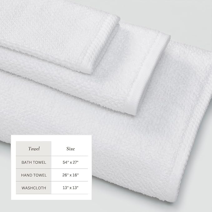 Great Bay Home White Bath Towel Set – 100% Cotton 6-Piece Set, Absorbent & Quick-Drying, Soft & Durable