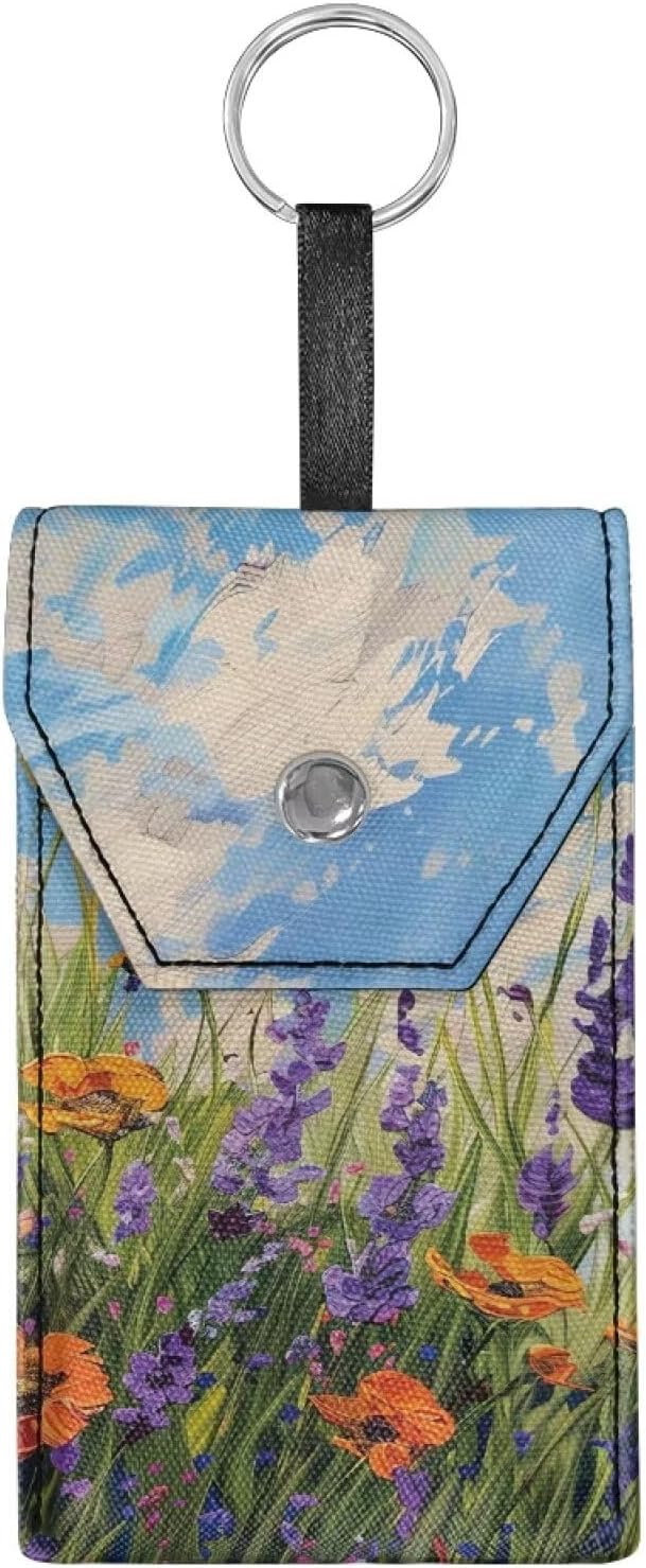 Oil Painting Purse Tissue Packs Portable Tissue Holder with Hanging Rope Travel Tissue Holder Snap Button Enclosed Tissue Packs