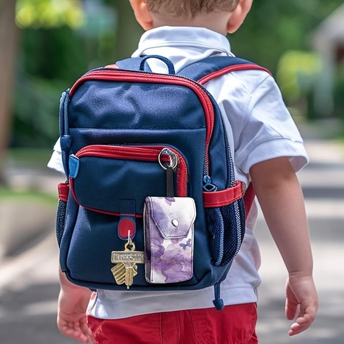 Tissues Purse Pocket Portable Pocket Tissues Travel Packs for Coins Keys Tissue Holder for Purse Snap Button Enclosed Purple Marble Butterfly