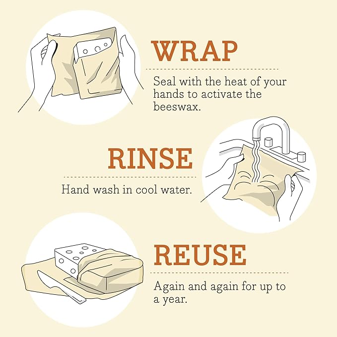 Bee's Wrap Beeswax Wraps for Food - Honeycomb Medium 3 Pack Made in USA Reusable & Organic Food Wraps, Sandwich Wrap & Bowl Covers - Eco-Friendly Alternative to Aluminum Foil & Plastic Wrap