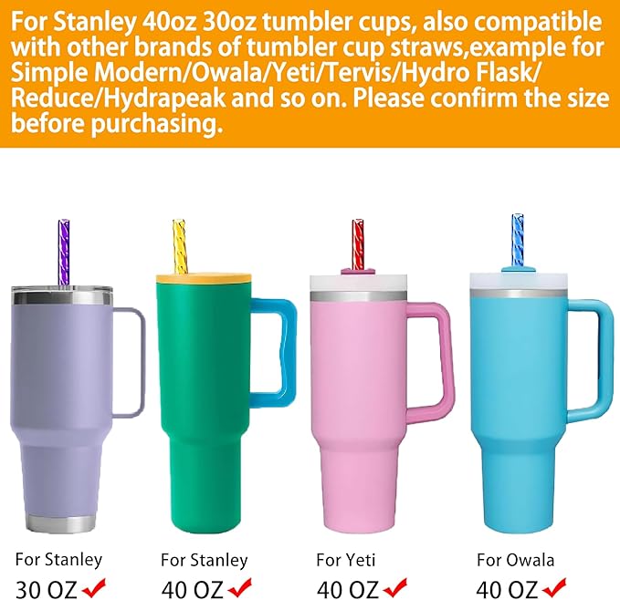 18 PCS Replacement Straight Long Straws Compatible with Stanley 40 oz 30 oz 64 oz Tumbler- Stanley Replacement Plastic Straw,Reusable Drinking Straws for Stanley Cup Accessorie with 2 Cleaning Brush