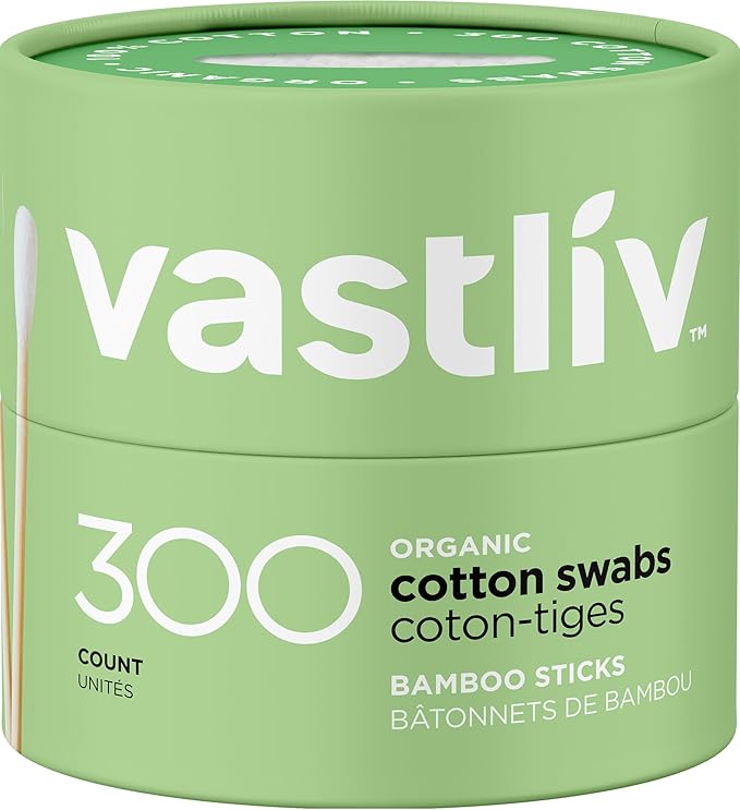 Organic Bamboo Cotton Swabs – 300 Count | Eco-Friendly Sticks | Biodegradable, Plastic-Free, Multi-Purpose Buds for Makeup, Baby Care, Cleaning & Crafts