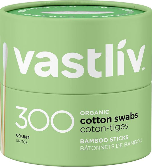 Organic Bamboo Cotton Swabs – 300 Count | Eco-Friendly Sticks | Biodegradable, Plastic-Free, Multi-Purpose Buds for Makeup, Baby Care, Cleaning & Crafts