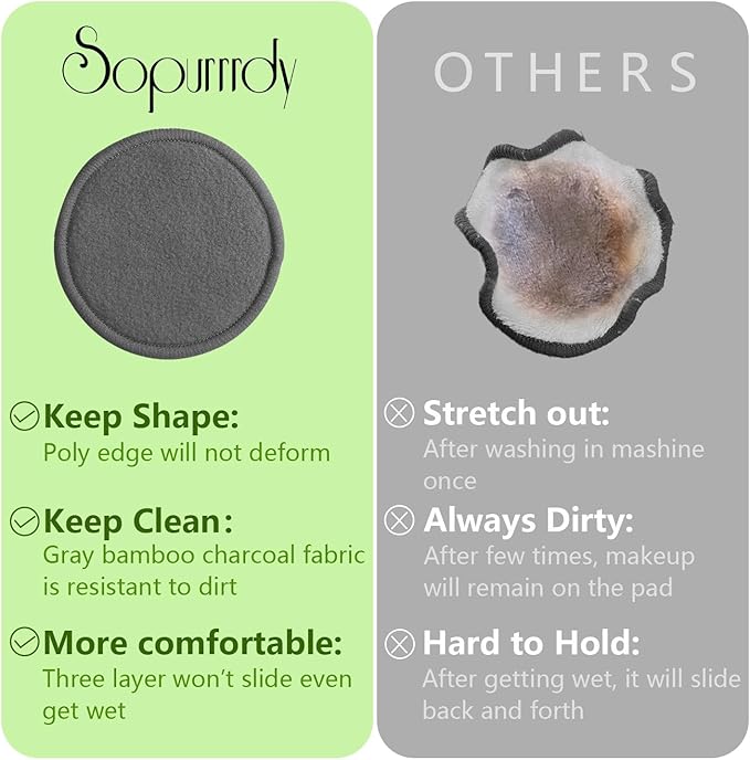 28 Pack Reusable Cotton Rounds with Washable Laundry Bag and Round Box|Travel Essentials for Skincare, Makeup Remover Pads and Storage|Reusable Makeup Remover Pads Black