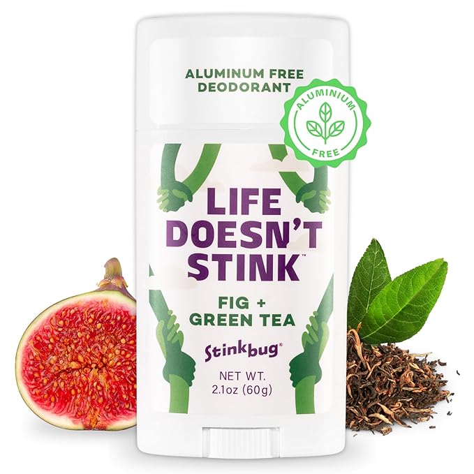 Stinkbug Naturals Organic Aluminum Free Deodorant Stick with Fig + Green Tea, Coconut Oil, Paraben Free, Sensitive Skin Deodorant, 2.1 Ounce Pack of 1