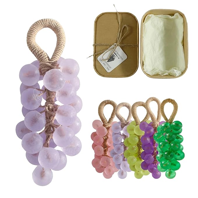 Handmade Grape Soap on a Rope, Natural Cold Process Cluster Soap Bar for Hand Wash and Bath, Decorative & Long Lasting Fragrance, Gift Set for Women Men (1, Rose)