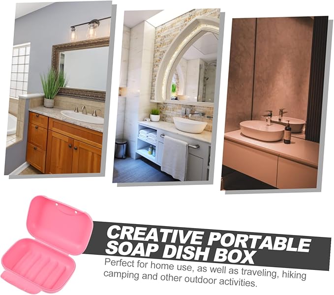 DOITOOL Portable Soap Dish Container Large Pink with Lock Leakproof PP Plastic Travel Soap Case for Camping Hiking Bathroom Organizer