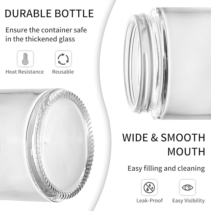 KEYWING 2 oz Small Glass Jars with Black Lids, 48 Pack Clear Glass Cosmetic Jars, Empty Sample Container with Inner Liners for Lotions, Cream, Ointments and Powders