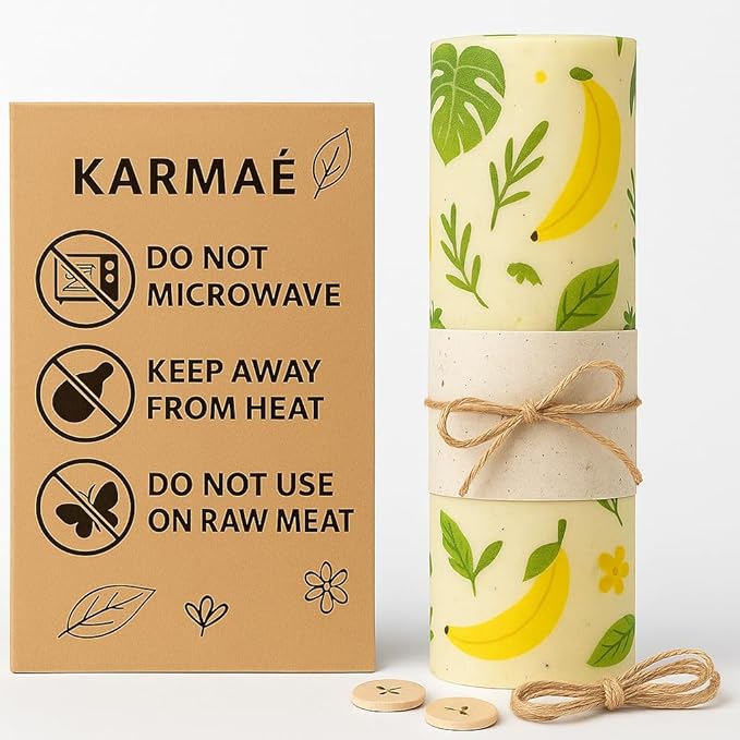 Reusable Beeswax Food Wraps – 3 Pack & Roll (16.9"-39") | Sustainable Eco-Friendly Wraps for Food Storage | Natural Beeswax Wraps with Seed Paper, Twine & Gift Packaging.