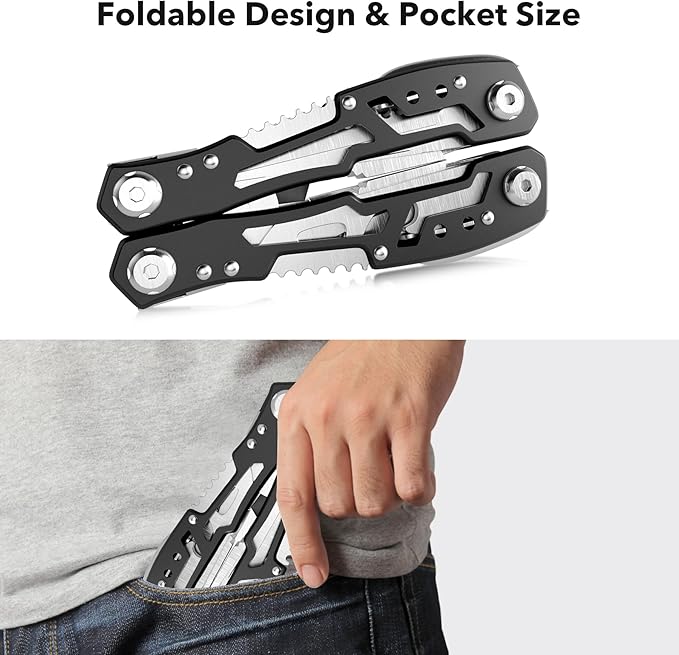 14-In-1 Multitool with Safety Locking, Professional Stainless Steel Multitool Pliers Pocket Knife, Bottle Opener, Screwdriver with Nylon Sheath ，Apply to Survival,Camping, Hunting and Hiking 6 Pcs