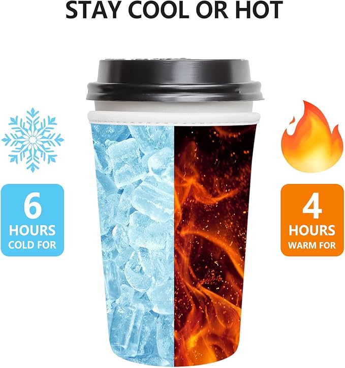 3 Pack Iced Coffee Sleeve, Reusable Insulated Neoprene Cup Sleeve for Cold & Hot Drinks Beverages, Cup Holder for 16-32oz Coffee Cups, Beautiful Flowers