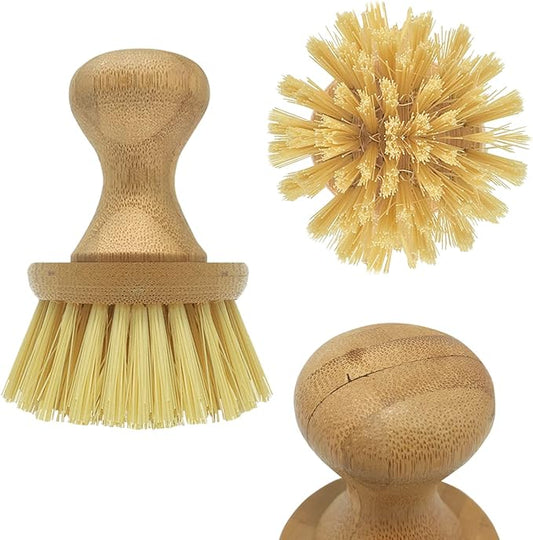 LOLA Vegetable Brush w/Comfort Bamboo Knob, Durable Poly Bristles, Natural Bamboo, Fibers are Recycled Soda/Water Bottles, 1 Pack