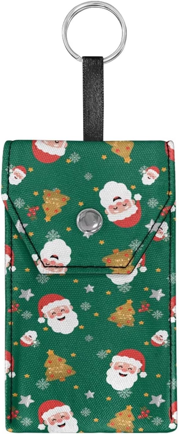 Santa Claus Snowflake Purse Tissue Holder Portable Pocket Tissue Holder for Coin Keys Tissues with Hanging Rope for Christmas Snap Button Enclosed