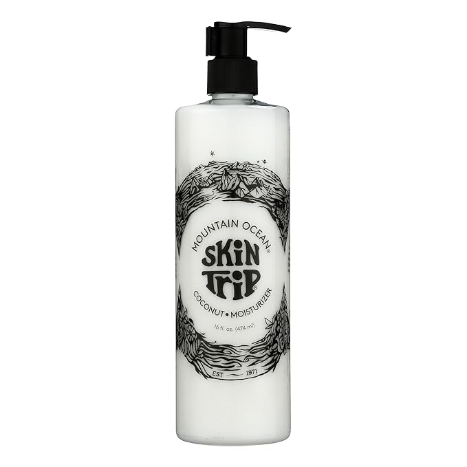 Mountain Ocean Skin Trip Coconut Body Lotion, 16 Oz Pump, Lightweight, Fast Asborbing Moisturizer for Women and Men, with Coconut Oil, Aloe Vera, & Lanolin