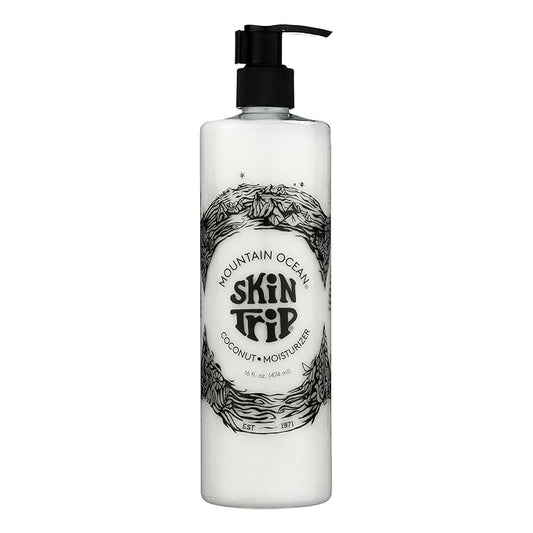 Mountain Ocean Skin Trip Coconut Body Lotion, 16 Oz Pump, Lightweight, Fast Asborbing Moisturizer for Women and Men, with Coconut Oil, Aloe Vera, & Lanolin
