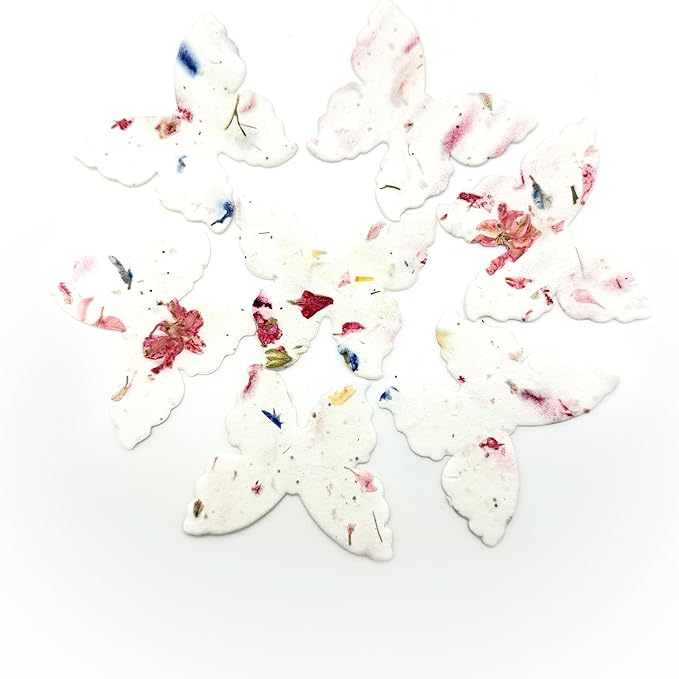 Butterfly Seed Paper – 50pcs Large Pink Plantable Wildflower, Writable & Plantable Gift for Moms, Plant Lover, & Teachers, Ideal for Weddings, Baby Shower, Memorial, & Celebrations