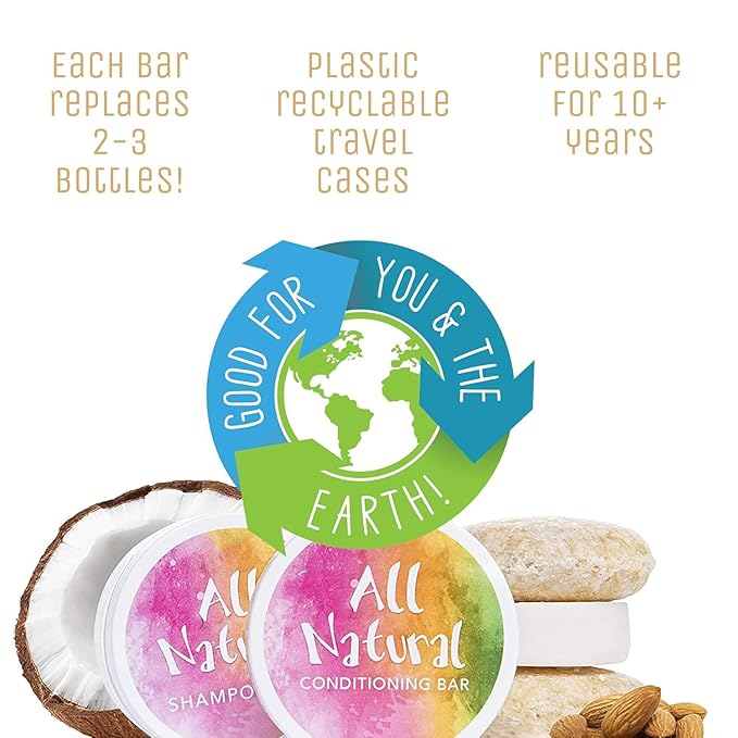 Sweet & Sassy 3 Shampoo Bars. Made in the USA. All Natural, Organic, SLS Free, Plastic Free, Safe for Color Treated Hair - Coconut Almond
