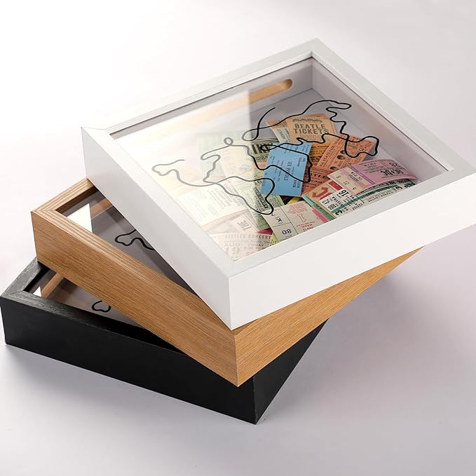 Travel Shadow Photo Keepsake Memory Box Ticket Keepsake Honeymoon Fund Box with Slot Frame Adventure Best Gift for Keepsake International Traveler Women Men People Who Travel Hiker Unique
