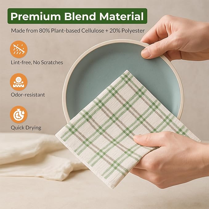 MosJos Swedish Dishcloths, Vintage Plant-Based Cellulose, 6.7x7.5 Inch, Super Absorbent, Multi-Surface, Machine Washable, Reusable, 5 Pack (Rust Green Burgundy)