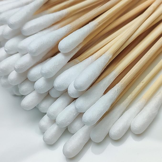 500 Count Long Cotton Swabs - 6 Inch Bamboo Cotton Swabs - Biodegradable Tips Applicators for Cleaning, Makeup, Pets Care (In Storage Case)