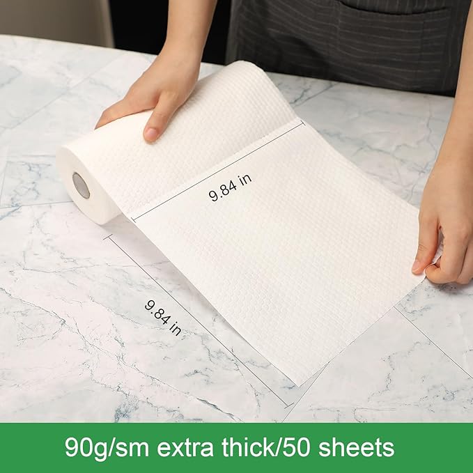 Kitchen Disposable Cloths – Wet/Dry Dish-Use Dishcloth, Super Durable, Reusable Paper Towel – Used for Various Cleaning Scenarios – 4 Roll 200 Sheets （White）