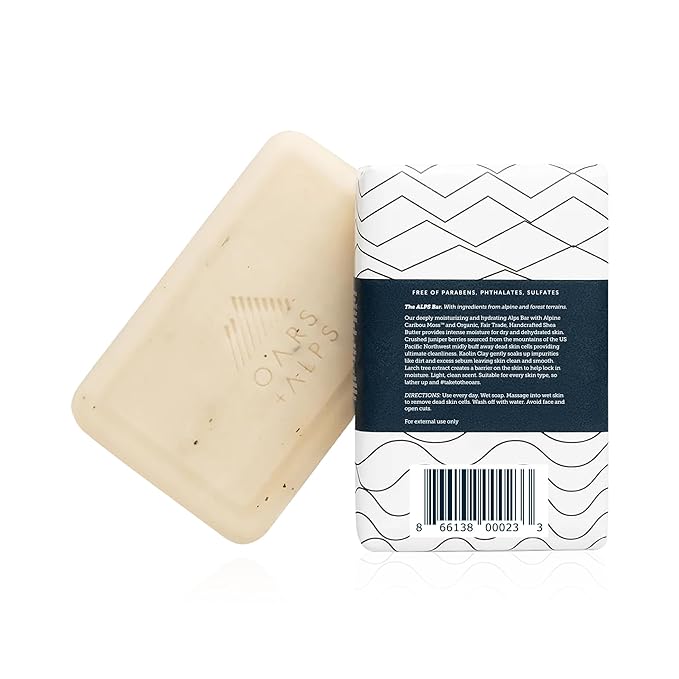Oars + Alps Shea Butter & Jojoba Oil Exfoliating Bar Soap for Men, Deep Cleaning & Exfoliating Soap, Made with Clean Ingredients, All Skin Types, Cruelty Free, Paraben Free, Travel Size, 6pk, 6oz