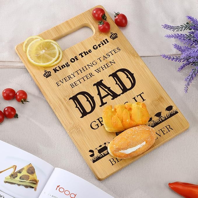 Christmas Birthday Gifts for Dad from Daughter Son, Dad Cutting Board for New Bonus Dad, Stepdad, Daddy, Father, Best Dad Gifts, Unique Grilling Gifts for Dad Who Wants Nothing, Father in Law Gift