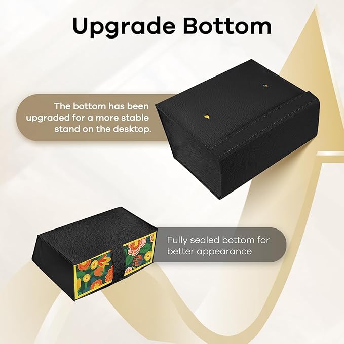 Disposable Hand Towel Box Cover Compatible with Kleenex Disposable Paper Hand Towels, Leather Tissue Box Cover Holder for Bathroom Holder (Black-2 Pack)