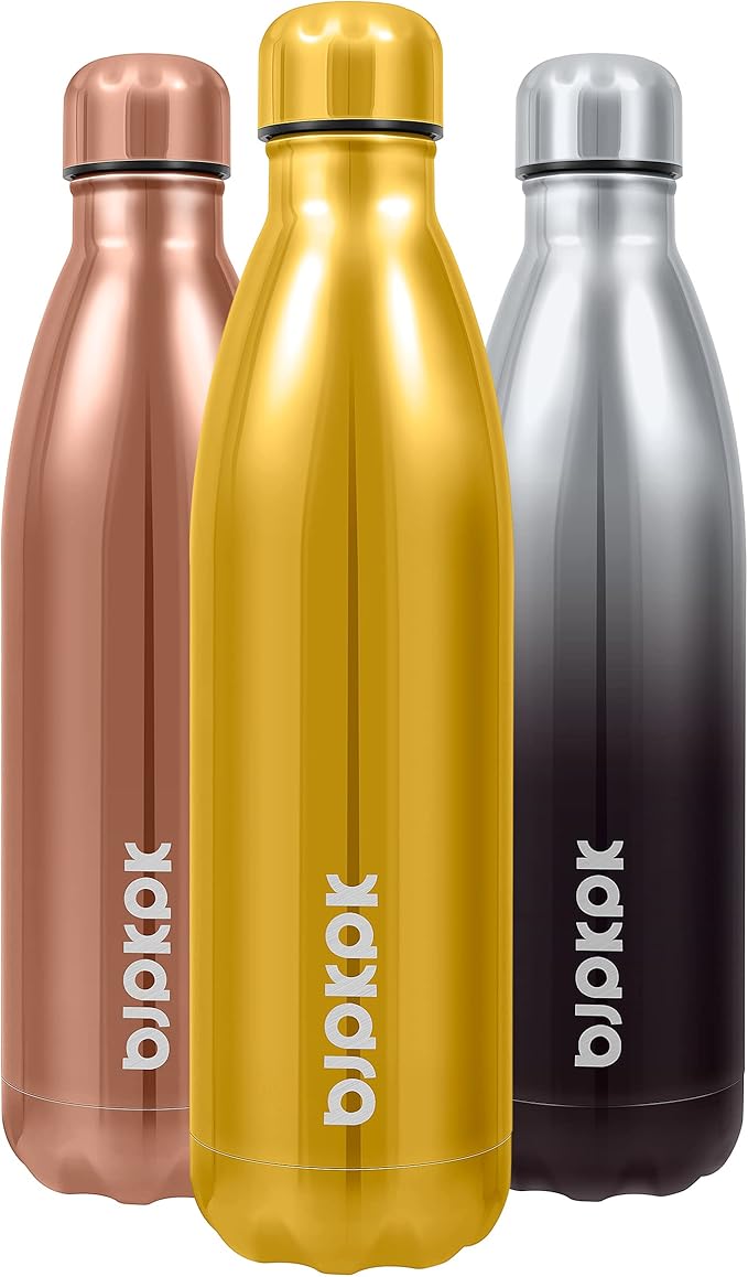 BJPKPK 25oz Insulated Stainless Steel Water Bottle BPA Free, Shining Gold