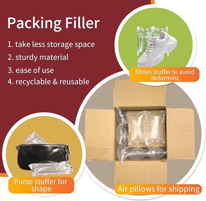 300 Count Air Pillows for Shipping Inflatable Air Bags for Packing, 3.54" X 5.9" Air Pockets for Packaging Moving Supplies Box Filler Purse Shaper Alternative to Packing Peanuts