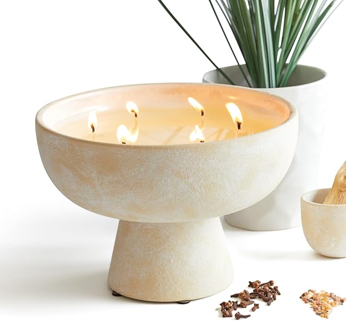 BLUEME Spiritual - Palo Santo & Vetiver, Luxury Candle w/Essential Oils, 6 Wick, Hand-Poured Soy, Cotton Wick, Ceramic