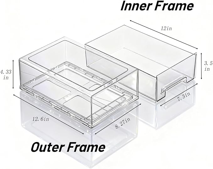 PeJeyiee 6 Pack Stackable Pull-Out Storage Drawers，Plastic Clear Organizer Bins with Handles，Easily Clean for Craft, and Toy Organization，Kitchen Undersink，Cabinet，Fridge，Closet，Pantry，Office，Bathroom
