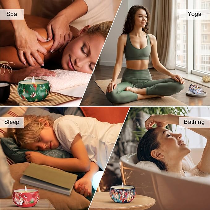 Christmas Candles Gifts Set for Women, Primevolve Scented Candles for 12 Bulk Home Aromatherapy, Strongly Fragrance Long Lasting Portable Travel Tin for Spa Bath Yoga