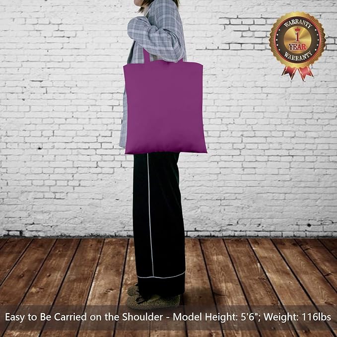 TOPDesign 24-Pack Economical 16"x15" Purple Cotton Tote Bag, Lightweight Medium Reusable Grocery Shopping Cloth Bags, Suitable for DIY, Advertising, Promotion, Gift, Activity