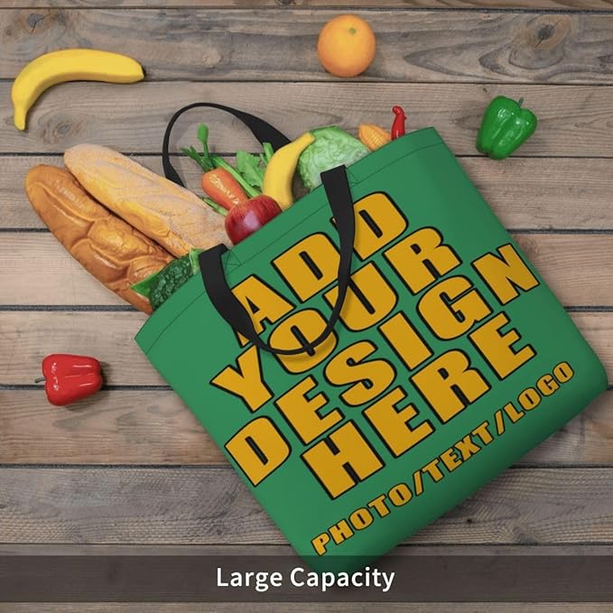 Custom Large Black Tote Bag With Pocket Extra Large Reusable Grocery Bags
