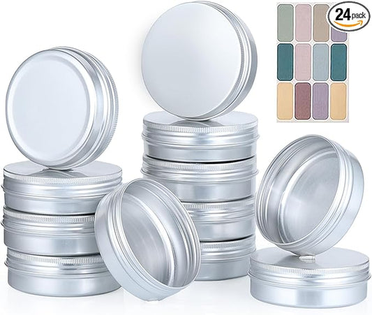 12 Pack 4 oz Tins with Lids, Round Salve Tins 4oz Tin, Wide Mouth Aluminum Tin with Lids 4oz Metal Containers Salve Containers for Spices,Candles or Salve(Silver)