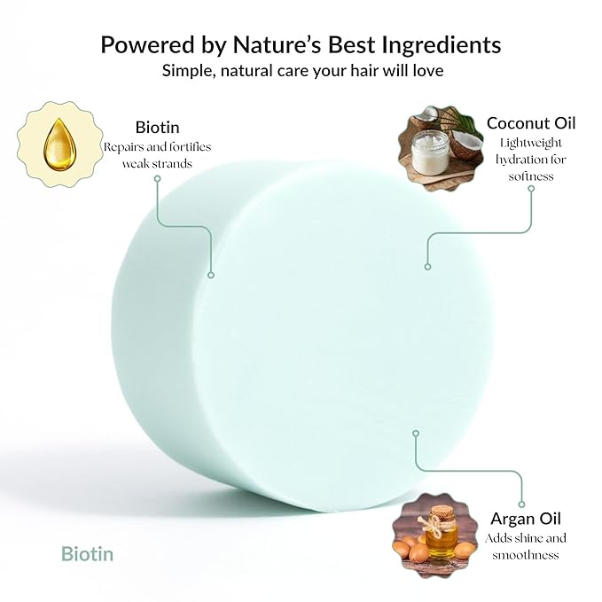 Biotin 2-in-1 Shampoo and Conditioner Bar, Repairing & Volumizing, Fortifies Weak Strands, Sulfate-Free, Vegan, 1 Bar (100 g)