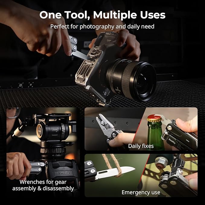 SmallRig 16-in-1 EDC Multitool, Compact Aluminum Multi Tool with Pliers, Scissors, Screwdrivers, Wrenches, Ruler, Portable Folding Tool Kit for Photography, Filmmaking, Camera, Outdoor, Daily Use-5294