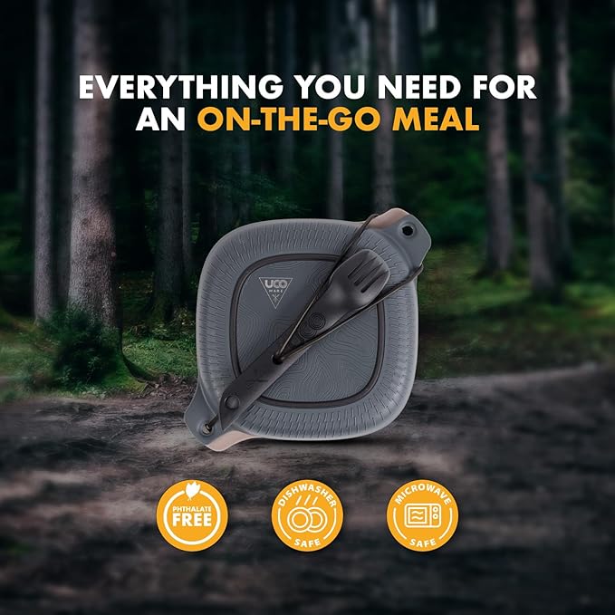UCO 6-Piece Camping Mess Kit with Bowl, Plate, Camp Cup, and Switch Spork Utensil Set