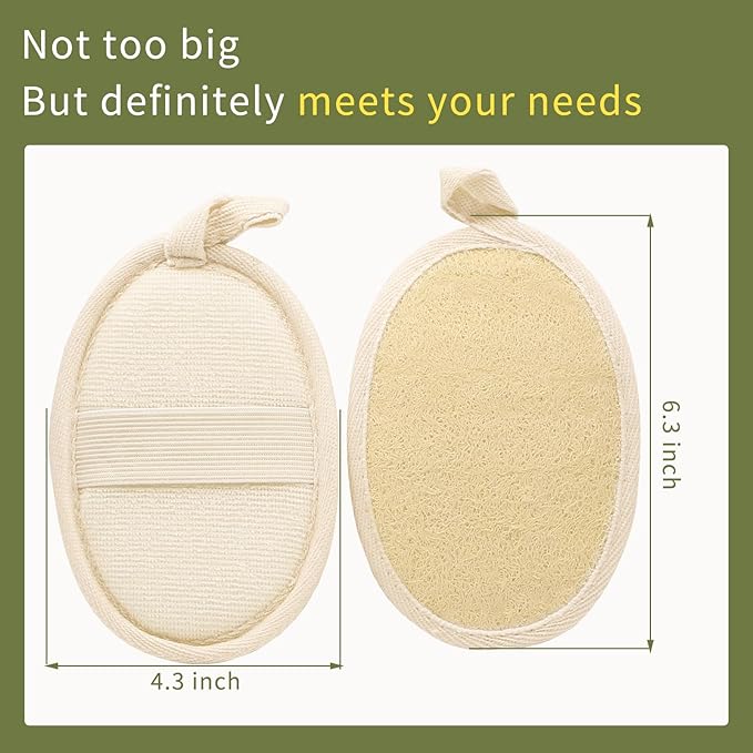 Natural Loofah Exfoliating Body Scrubber(2Pack),Made from Organic Bath Luffa for Women and Men