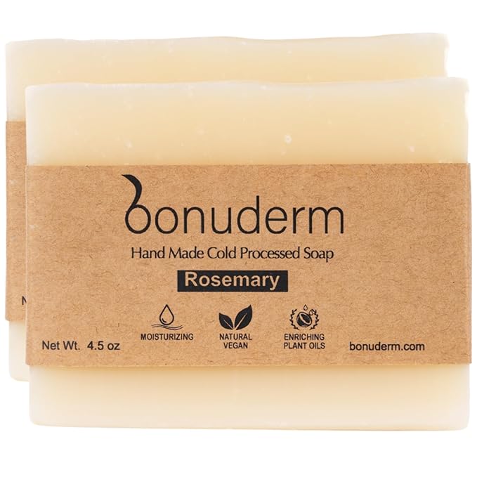 All Natural Rosemary Soap Bar (Pack of 2) – Natural Soap for Women and Men for Body, Face, and Hands | Handmade Bath Soaps | Coconut & Almond Oils with Shea Butter
