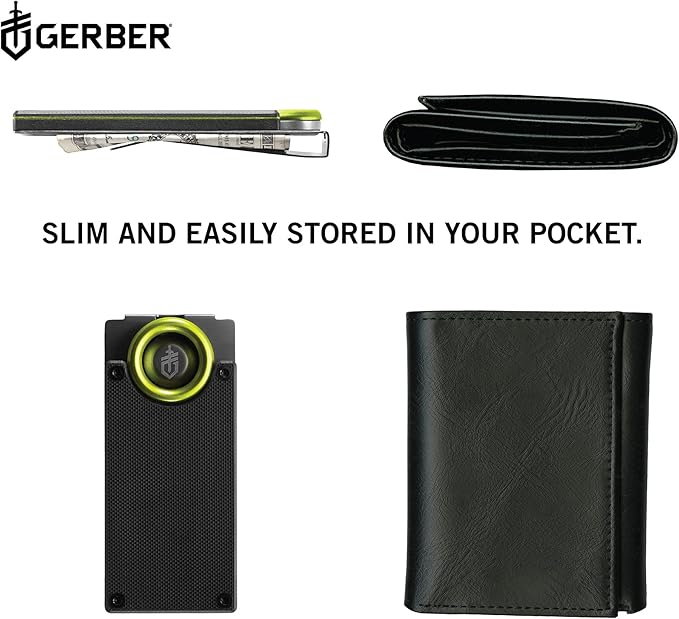 Gerber Gear GDC Money Clip with Small Pocket Knife, Stainless Steel Fixed Blade Knife and Case, Gifts for Men, EDC Gear for Camping and Hiking